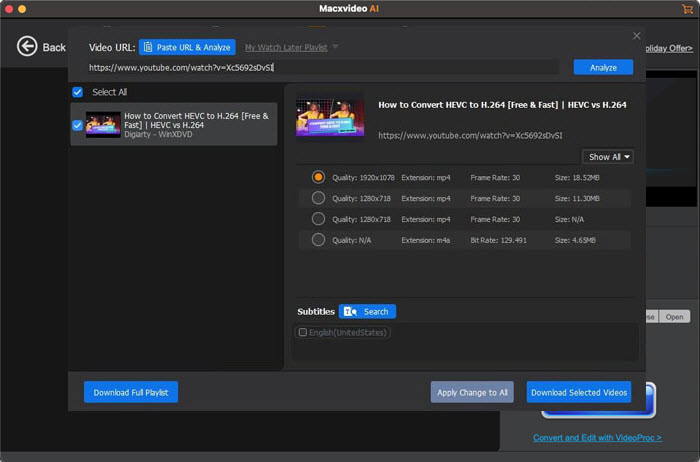 choose output video quality
